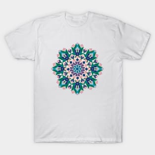 Persian Floral Mosaic Pink Pattern T-Shirt